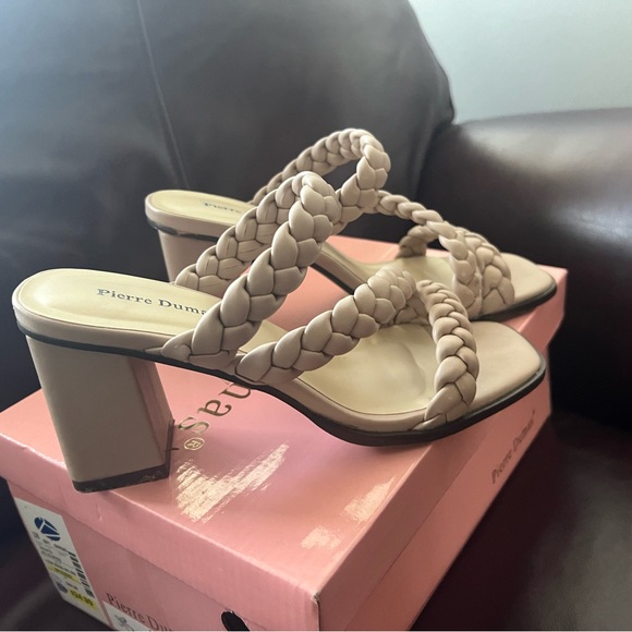Pierre Dumas Tan Braided Heels - Picture 1 of 8